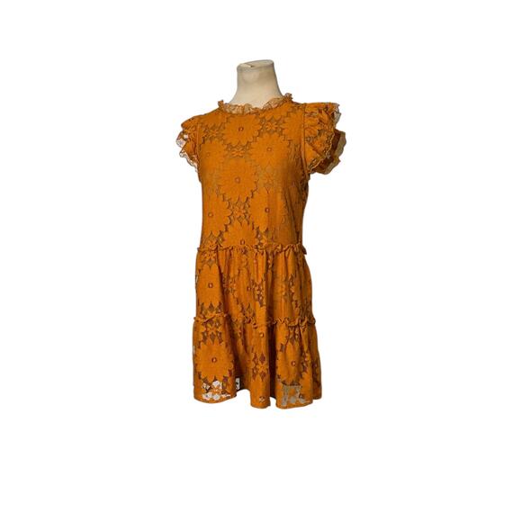 Blue Tassel gold floral lace tiered tunic mini dress size XS - Picture 15 of 15